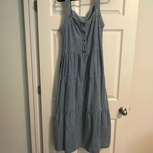 Blue Sleeveless Tiered Maxi Sundress
